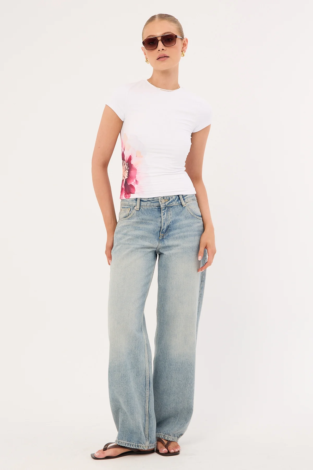 Luck & Trouble Wisteria Flower Tee White - Image 2