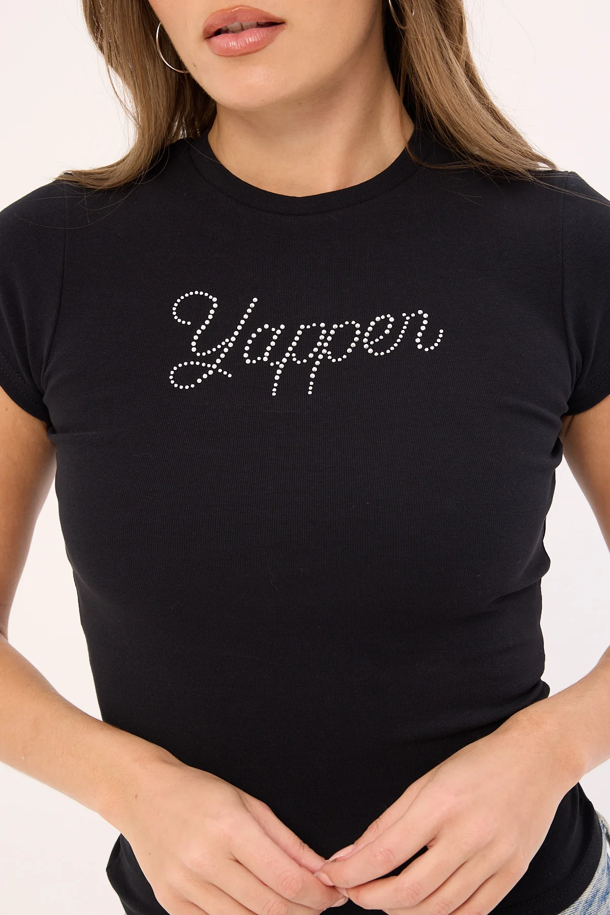 Luck & Trouble Yapper Baby Tee Black - Image 3