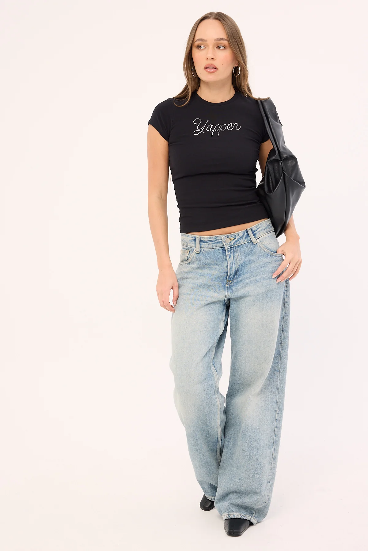 Luck & Trouble Yapper Baby Tee Black - Image 4