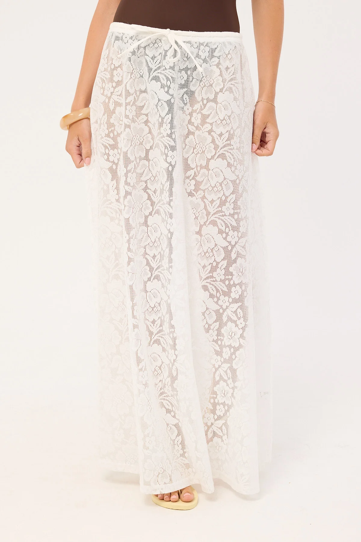 Luck & Trouble Yuri Lace Maxi Skirt White - Image 4