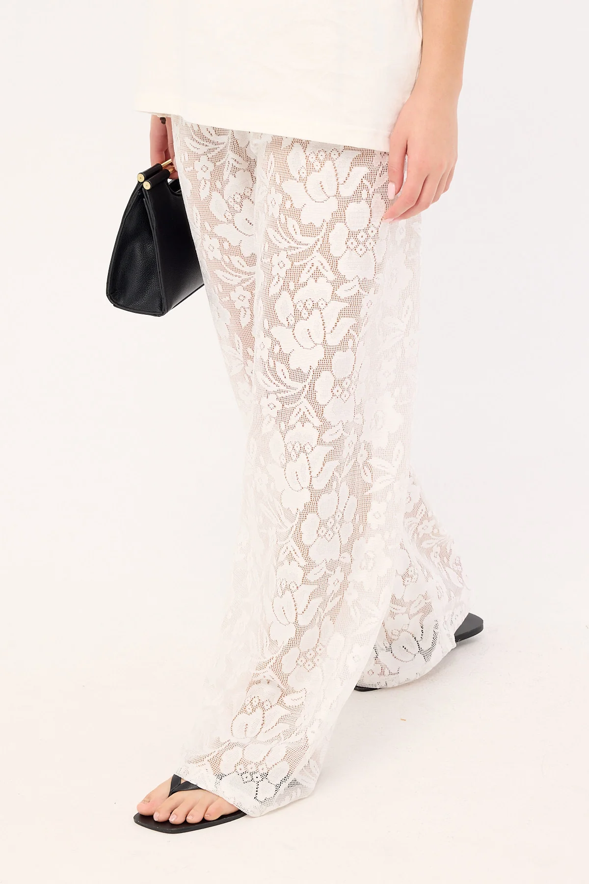 Luck & Trouble Yuri Mid Rise Lace Pant White - Image 3