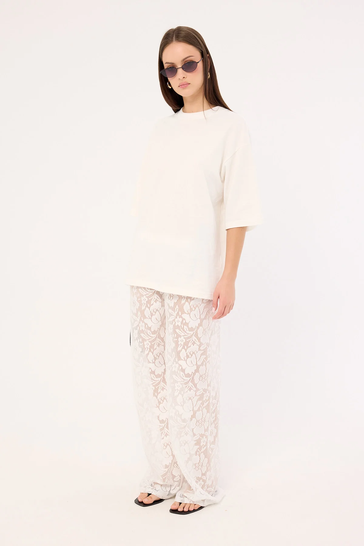 Luck & Trouble Yuri Mid Rise Lace Pant White - Image 4