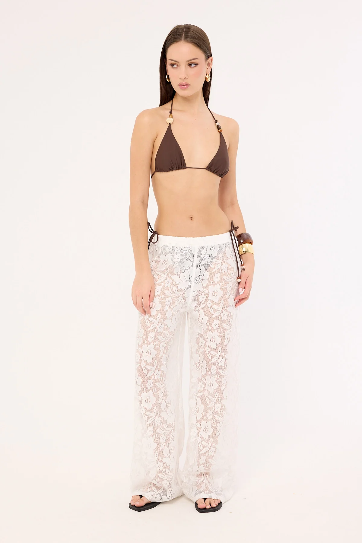 Luck & Trouble Yuri Mid Rise Lace Pant White - Image 6