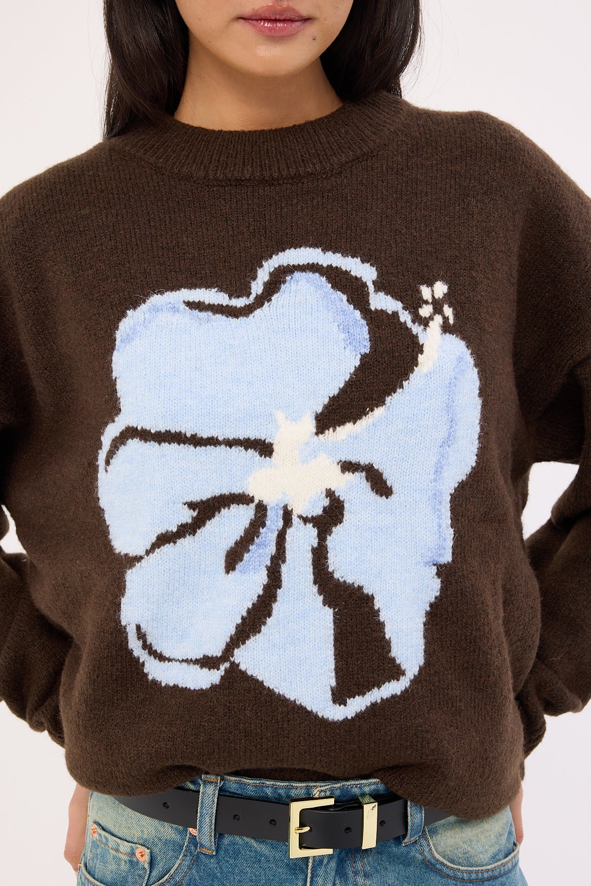 Luck & Trouble Zinnia Intarsia Knit Jumper Brown - Image 4
