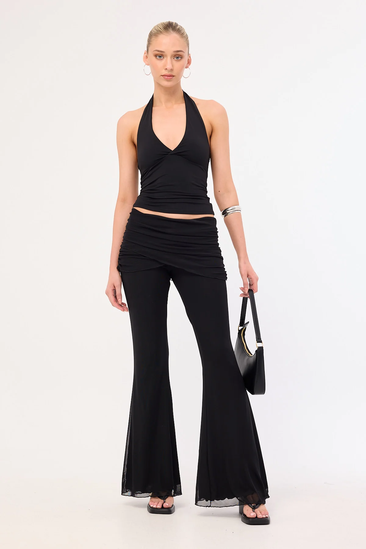 Luck & Trouble Zuri Mesh Flare Pant Black - Image 3