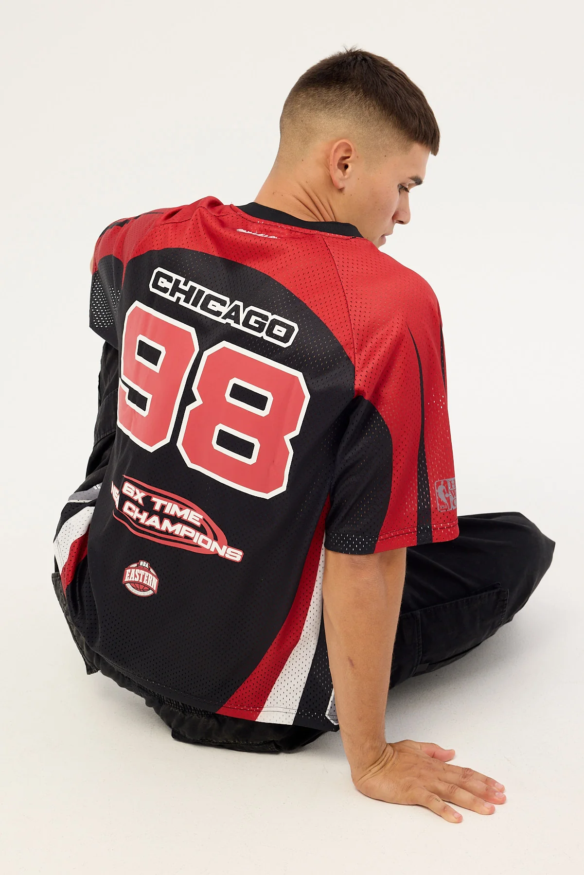 Mitchell & Ness Bulls Warehouse Rave Jersey Black/Crimson/Gun Powder Grey