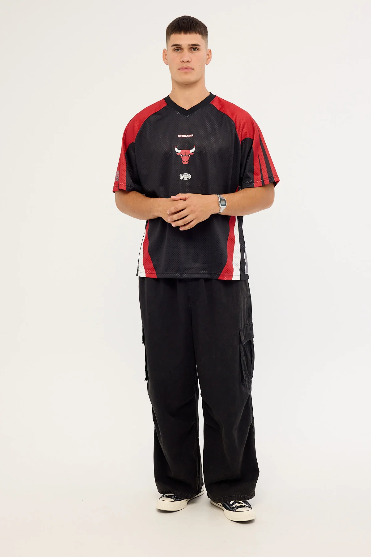 Mitchell & Ness Bulls Warehouse Rave Jersey Black/Crimson/Gun Powder Grey - Image 2