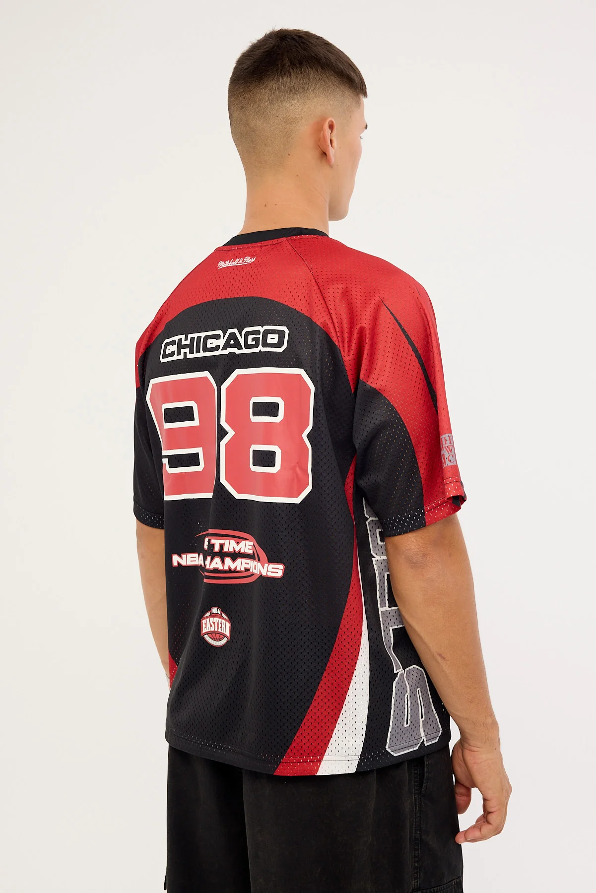 Mitchell & Ness Bulls Warehouse Rave Jersey Black/Crimson/Gun Powder Grey - Image 6