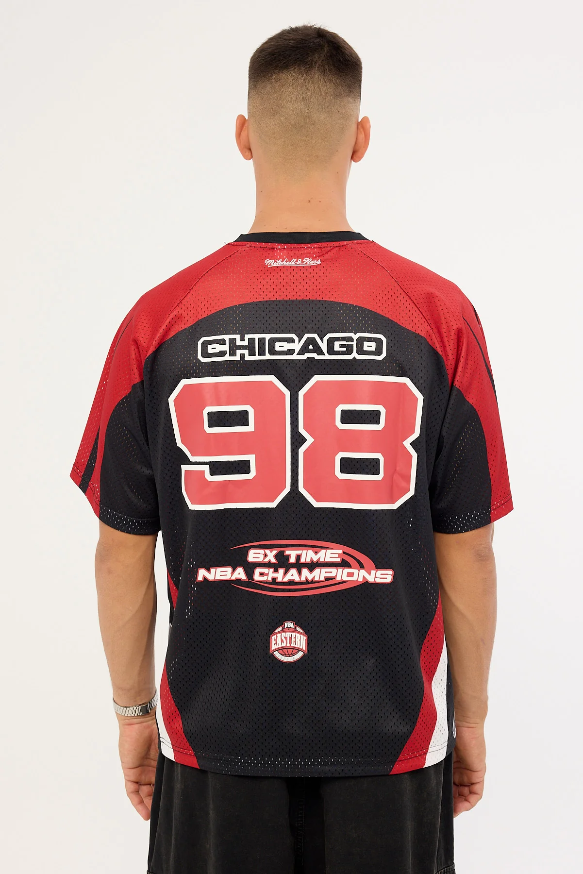 Mitchell & Ness Bulls Warehouse Rave Jersey Black/Crimson/Gun Powder Grey - Image 7