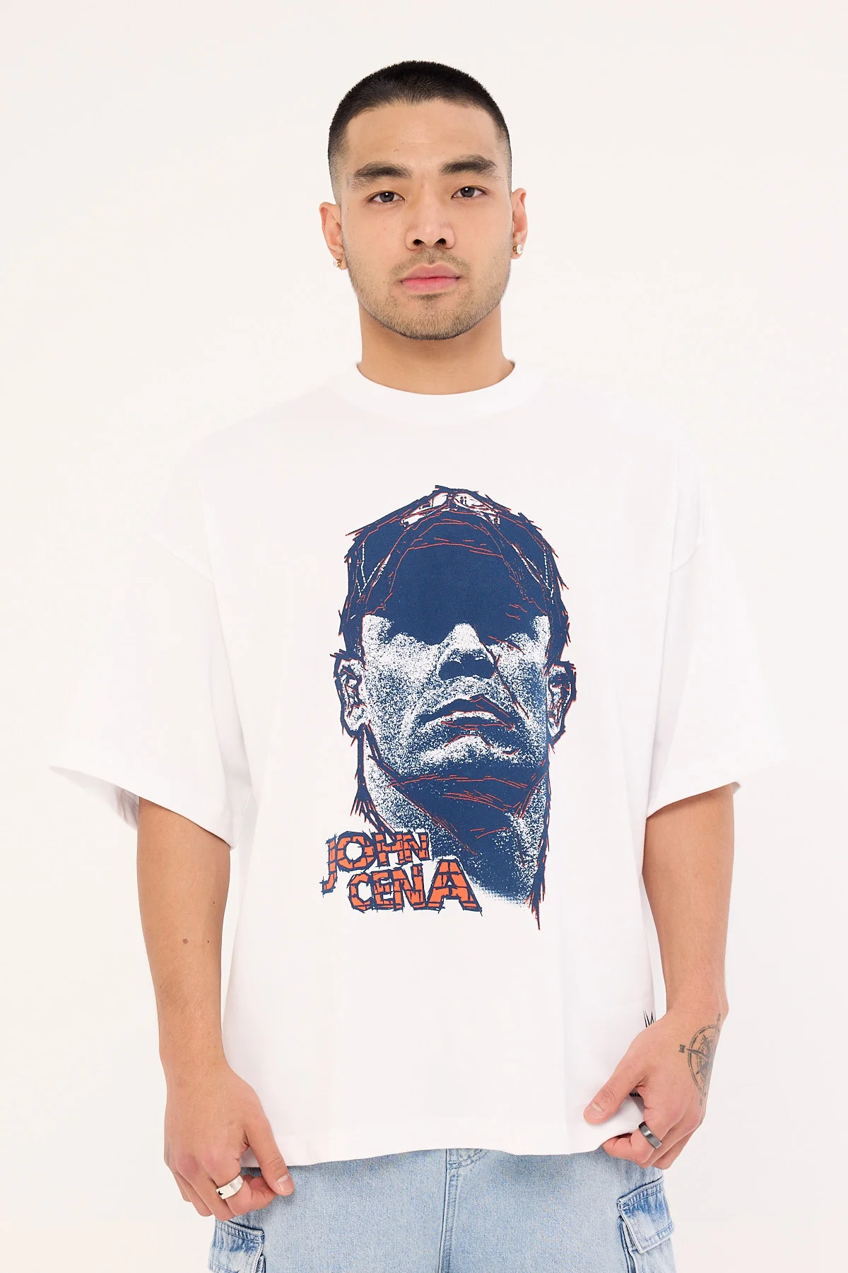 Mitchell & Ness John Cena Hustle Boxy Tee Vintage White - Image 2