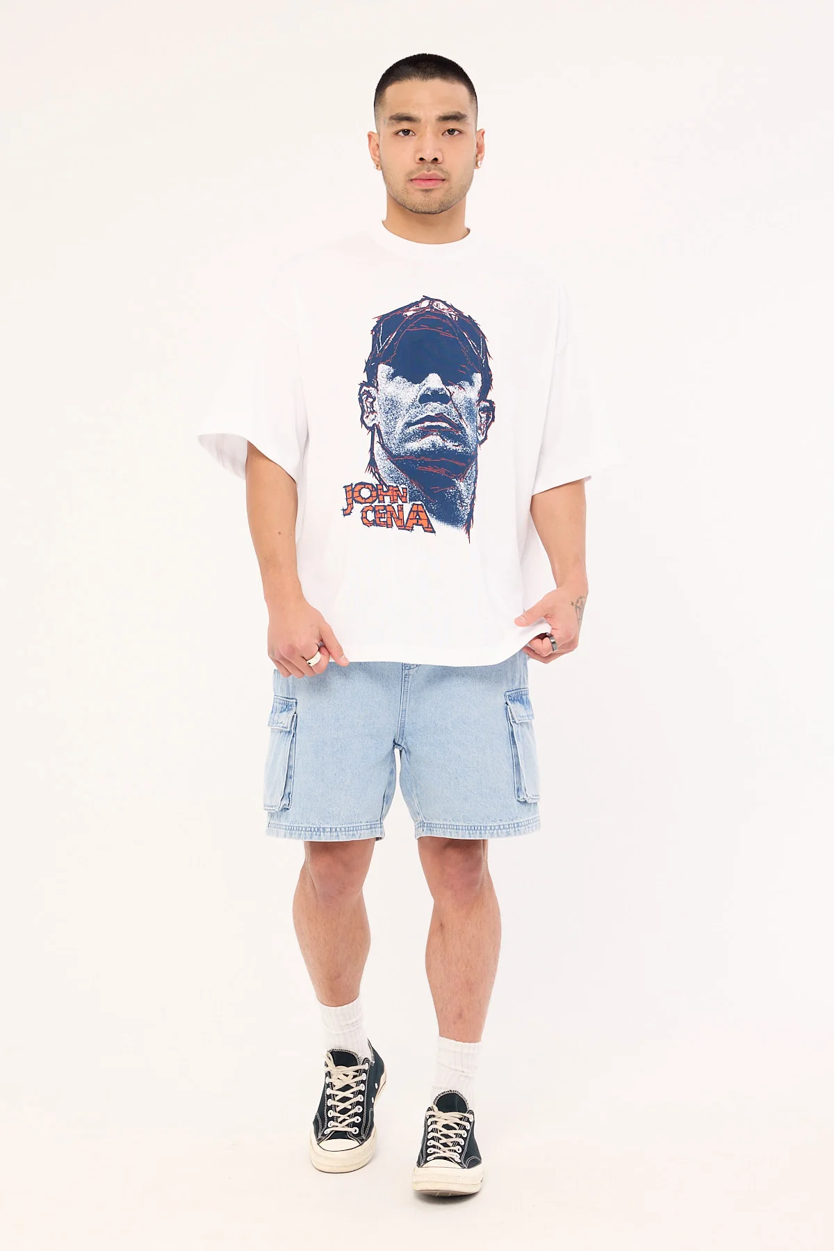 Mitchell & Ness John Cena Hustle Boxy Tee Vintage White - Image 4