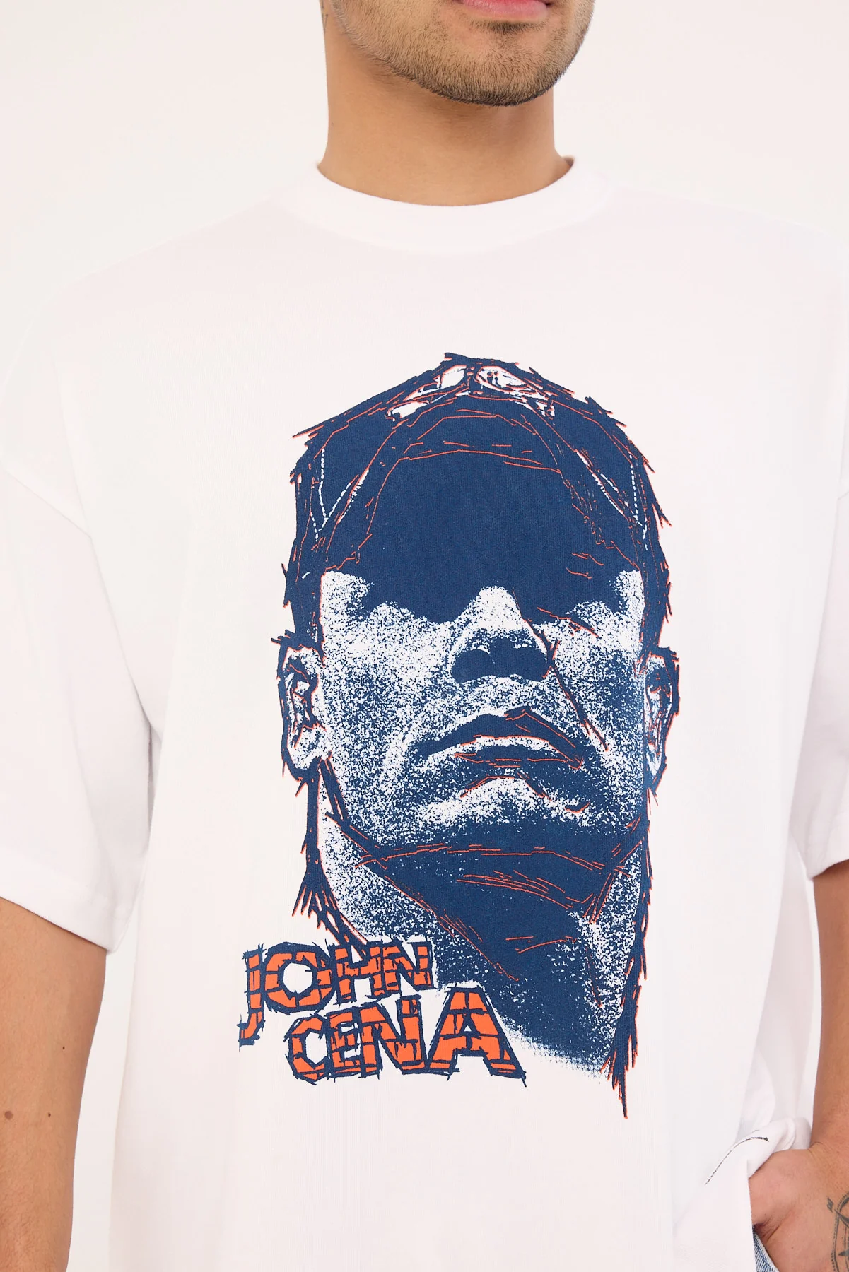 Mitchell & Ness John Cena Hustle Boxy Tee Vintage White - Image 5