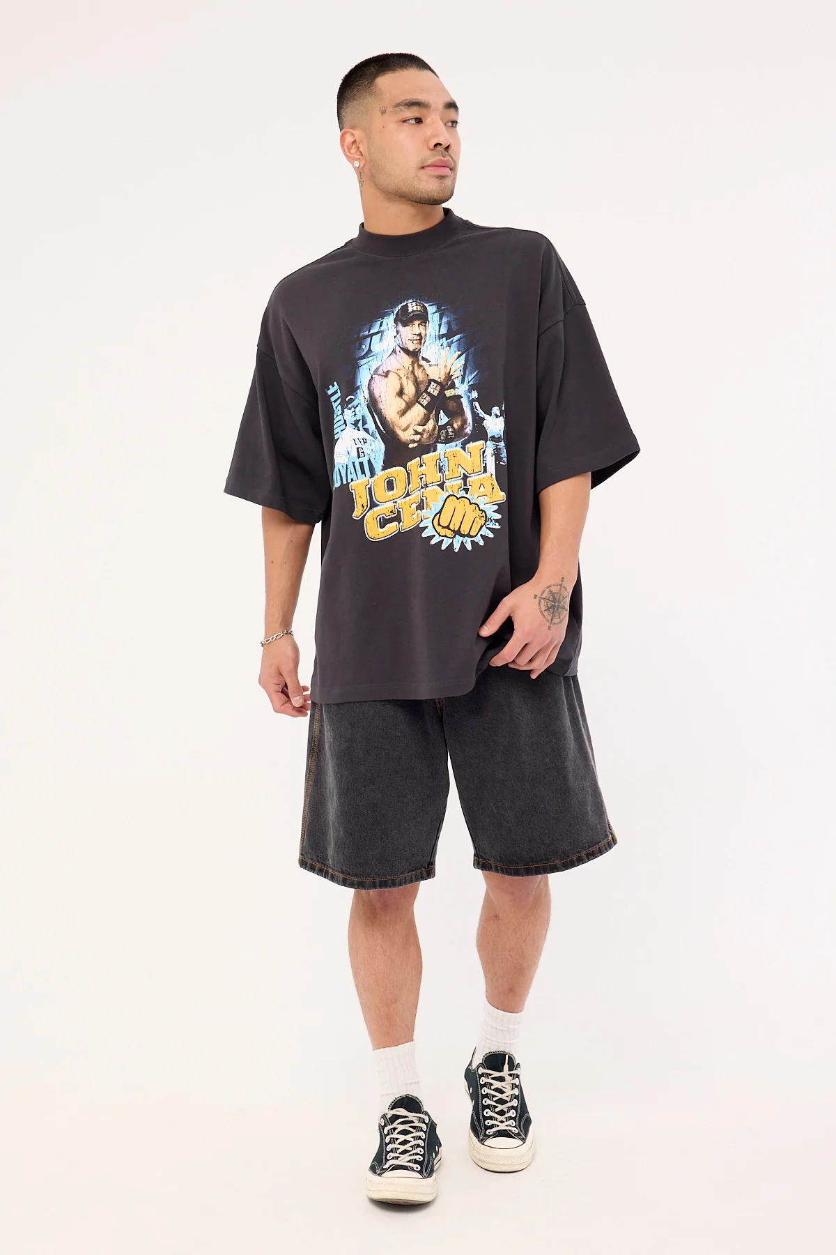 Mitchell & Ness John Cena Hustle Oversize Boxy Tee Faded Black