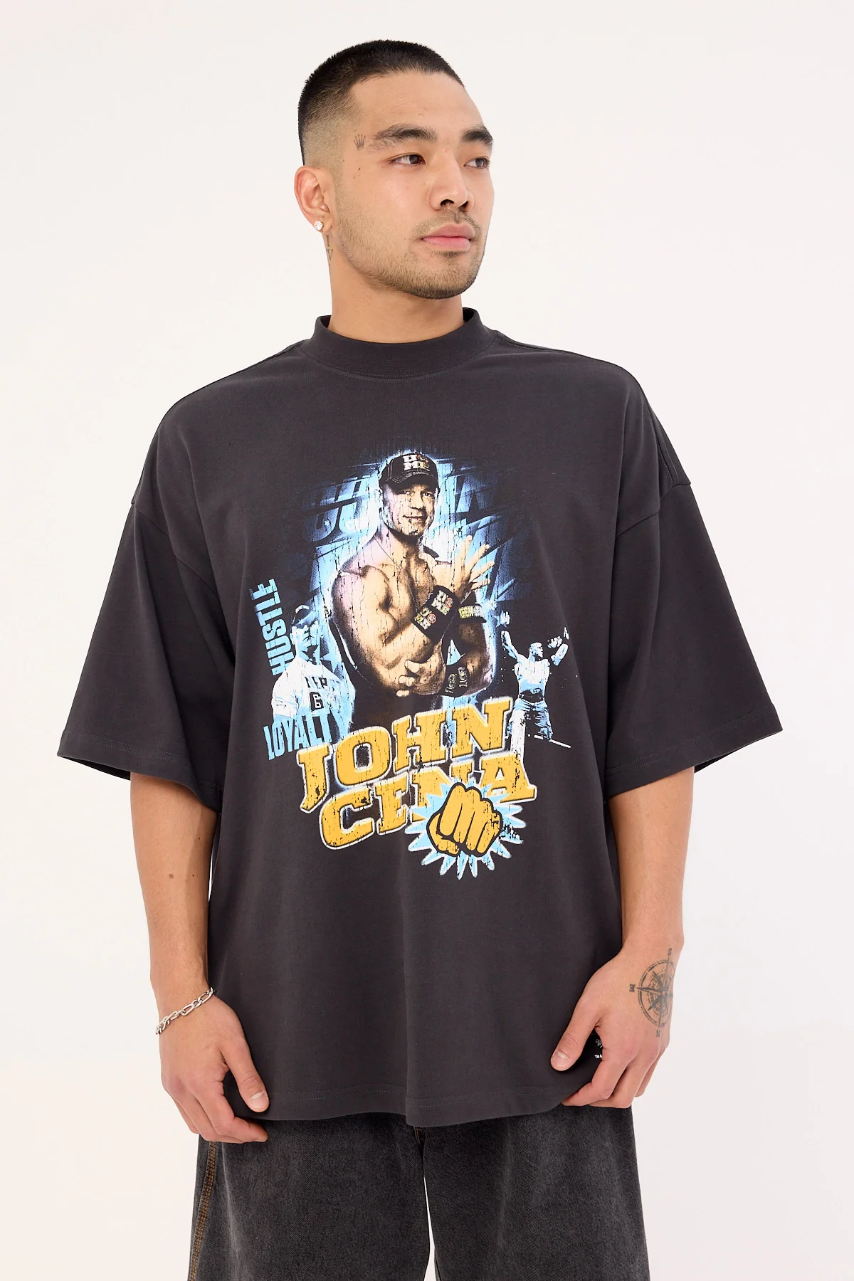 Mitchell & Ness John Cena Hustle Oversize Boxy Tee Faded Black - Image 2