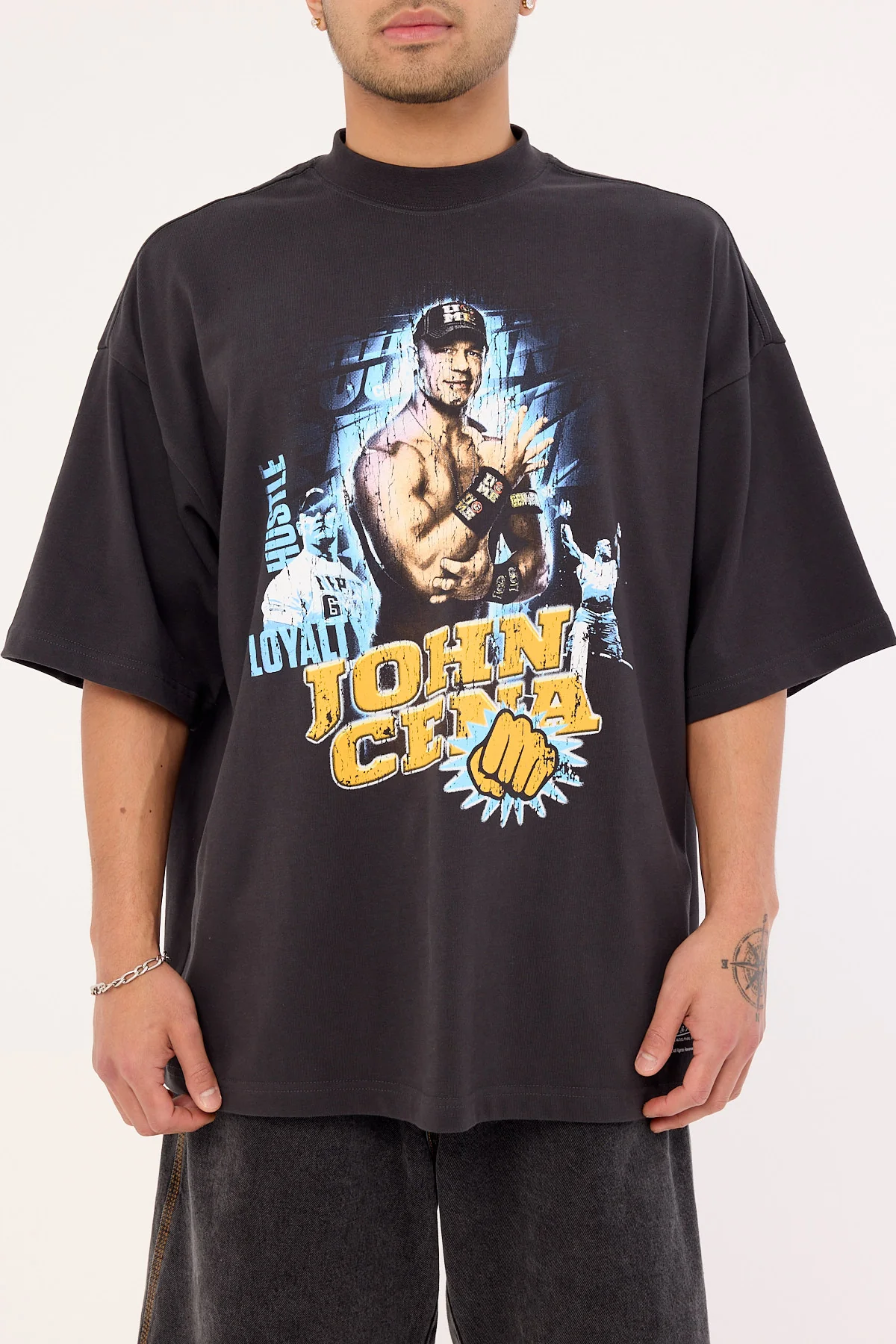 Mitchell & Ness John Cena Hustle Oversize Boxy Tee Faded Black - Image 6