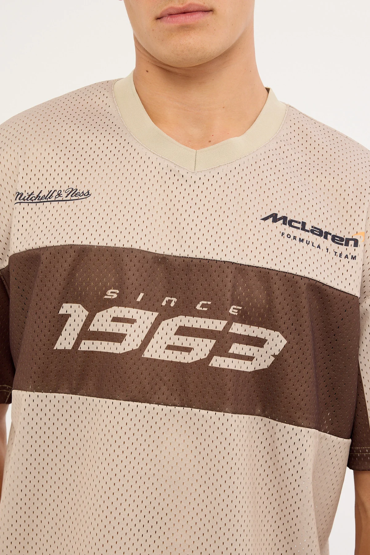 Mitchell & Ness Mclaren Racing Jersey Chocolate/Gravel Stone - Image 3