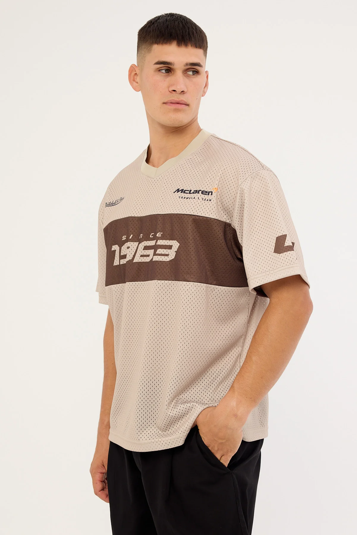 Mitchell & Ness Mclaren Racing Jersey Chocolate/Gravel Stone - Image 4
