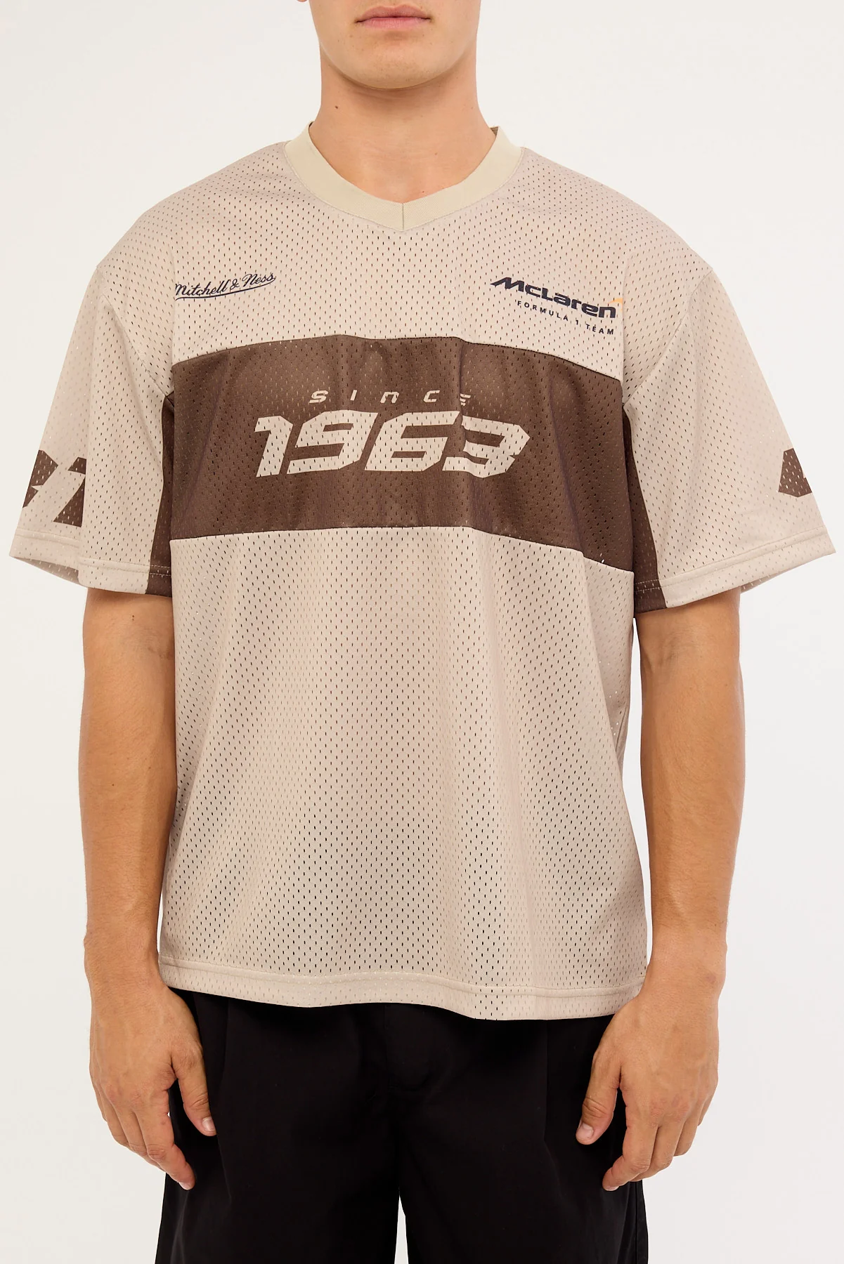Mitchell & Ness Mclaren Racing Jersey Chocolate/Gravel Stone - Image 6