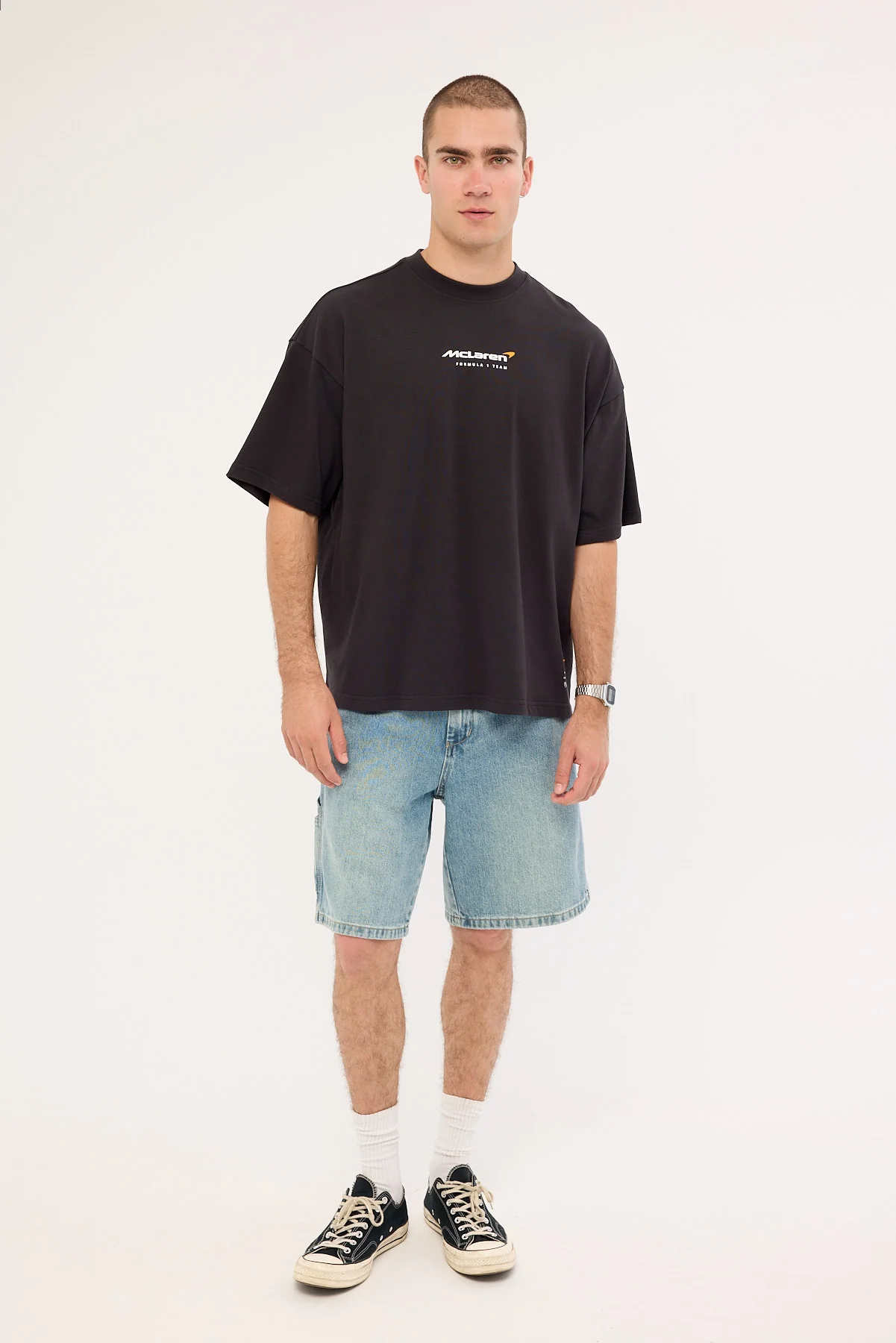 Mitchell & Ness Mclaren Showcase Boxy Tee Washed Black - Image 3