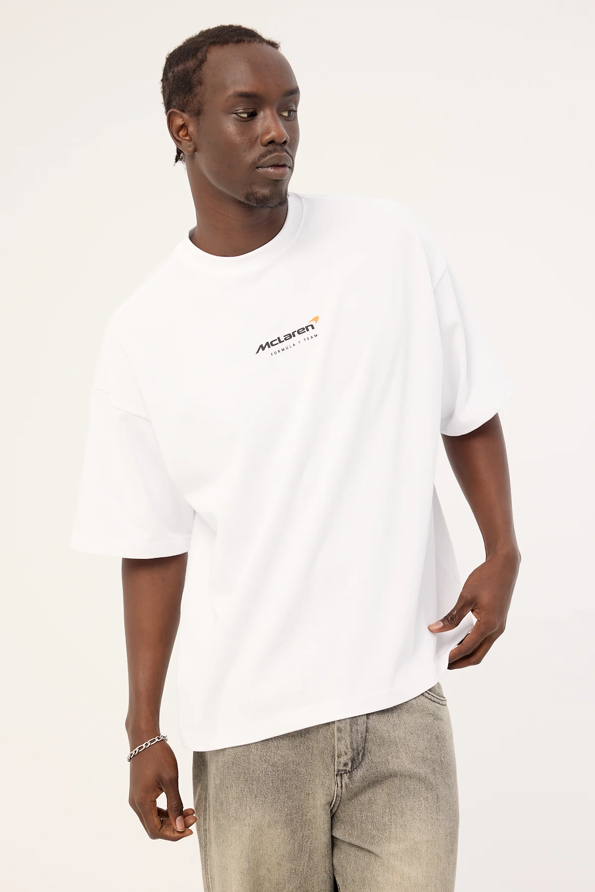 Mitchell & Ness Mclaren Tailgate Boxy Tee Vintage White - Image 3