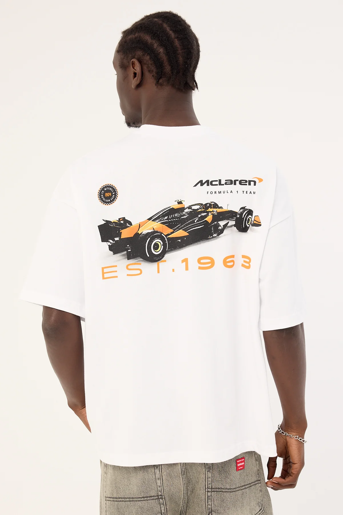 Mitchell & Ness Mclaren Tailgate Boxy Tee Vintage White - Image 6