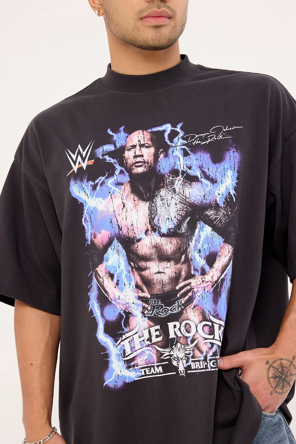 Mitchell & Ness The Rock Final Boss Oversize Boxy Tee Faded Black - Image 2
