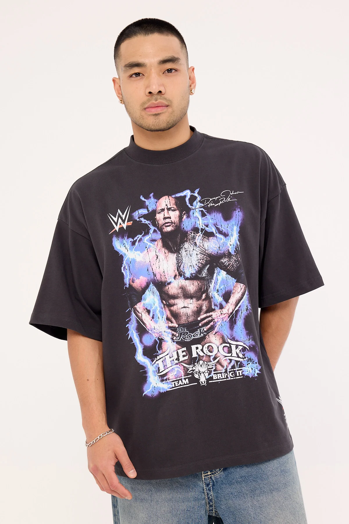 Mitchell & Ness The Rock Final Boss Oversize Boxy Tee Faded Black - Image 3