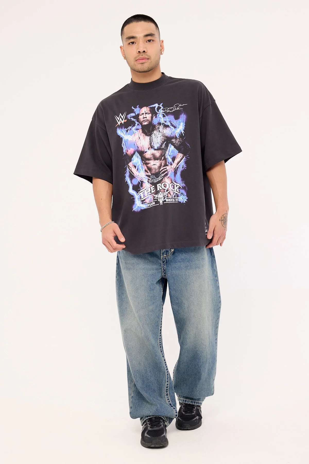 Mitchell & Ness The Rock Final Boss Oversize Boxy Tee Faded Black - Image 4