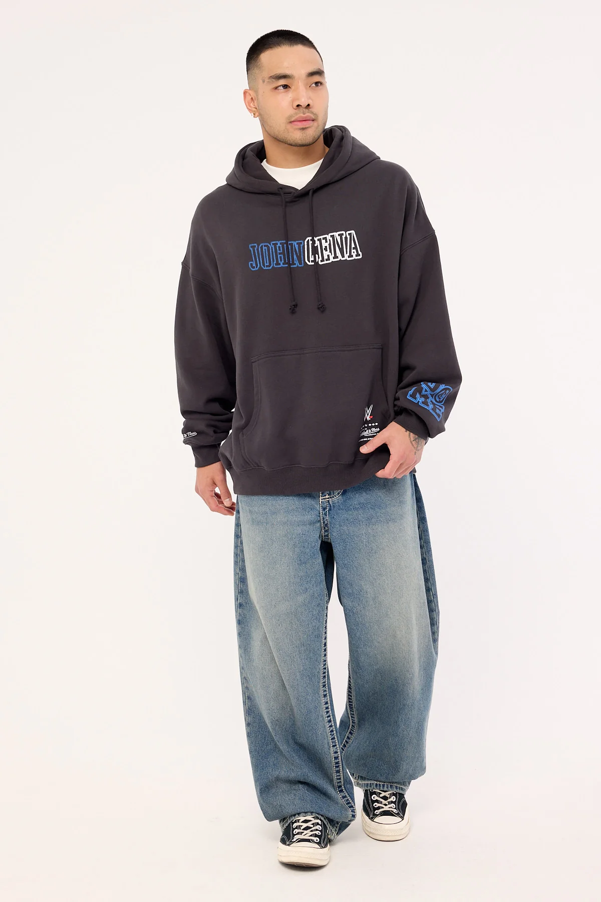 Mitchell & Ness U Can't See Me Boxy Hoodie Faded Black - Image 2