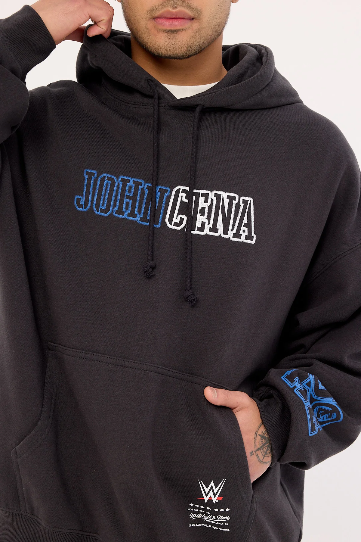 Mitchell & Ness U Can't See Me Boxy Hoodie Faded Black - Image 3