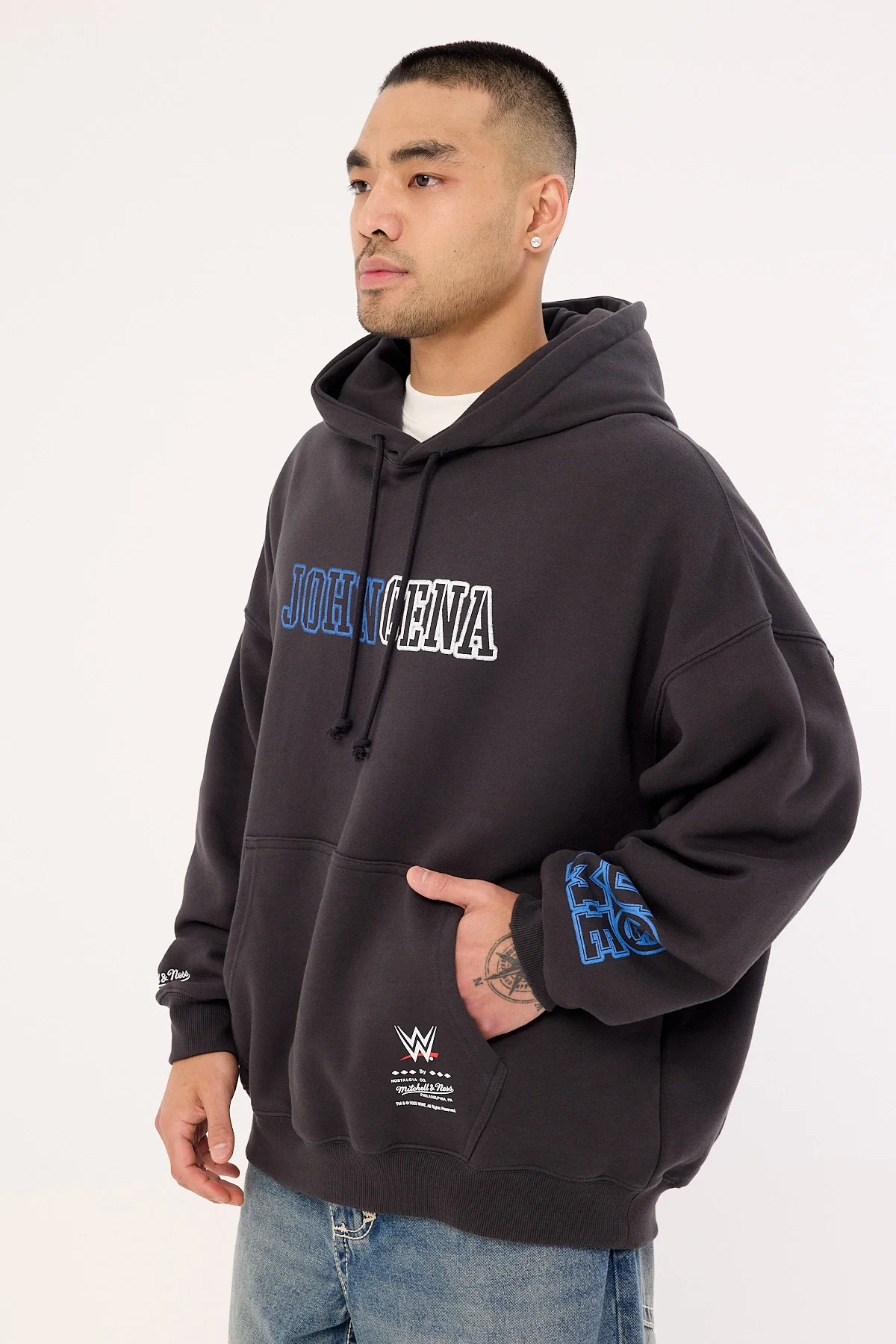 Mitchell & Ness U Can't See Me Boxy Hoodie Faded Black - Image 4