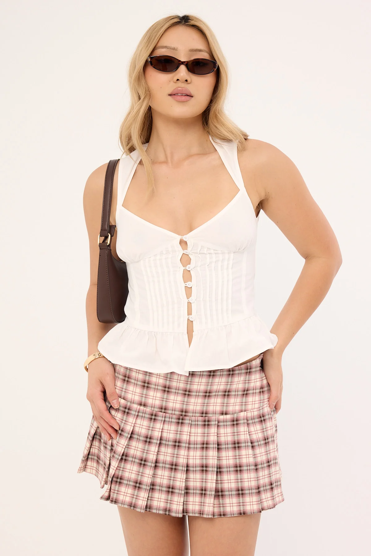 Motel Casini Skirt Pink Check - Image 2