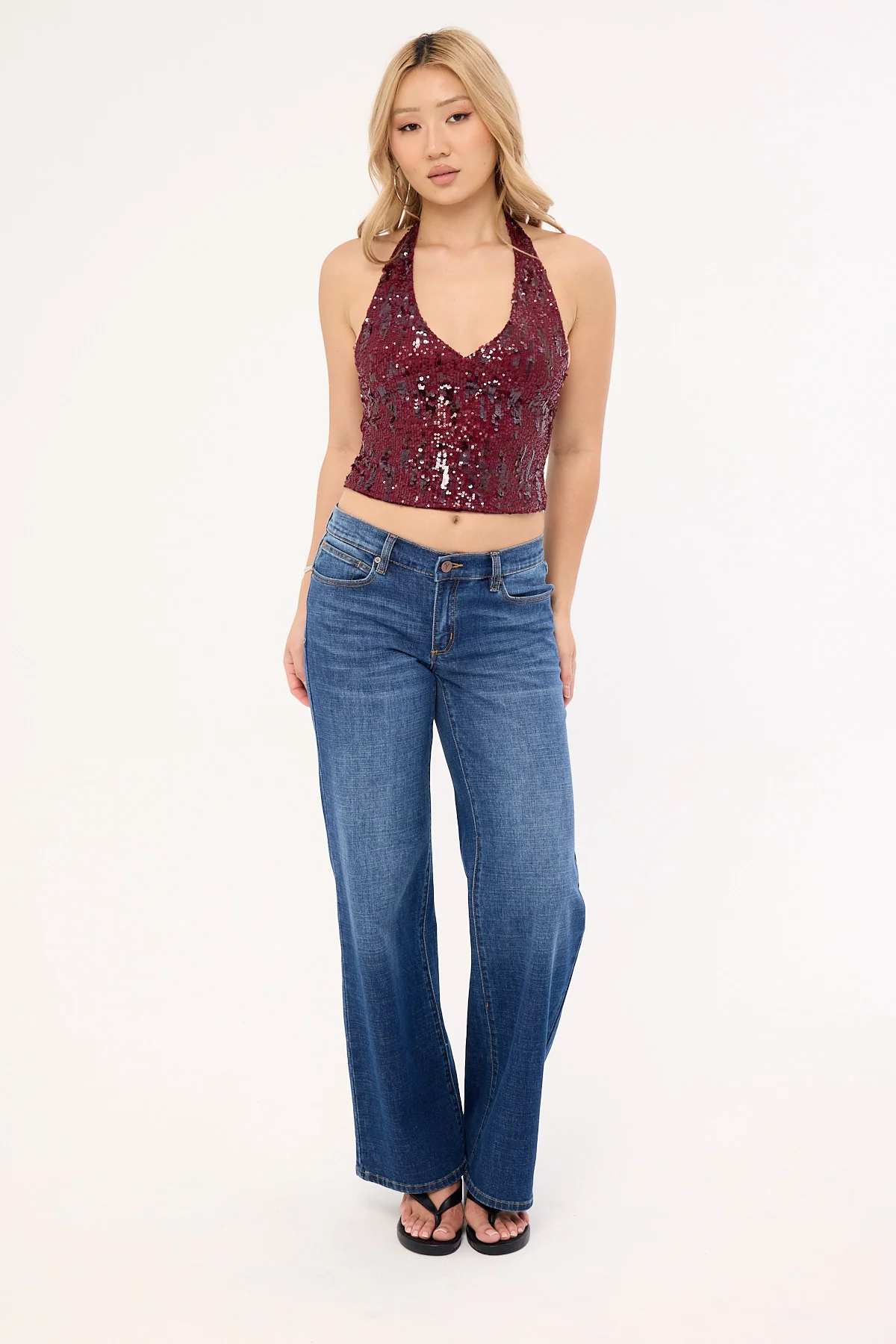 Motel Cosio Halter Top Mix Sequin Red - Image 2
