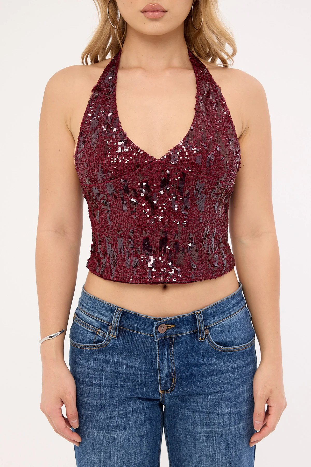 Motel Cosio Halter Top Mix Sequin Red - Image 7