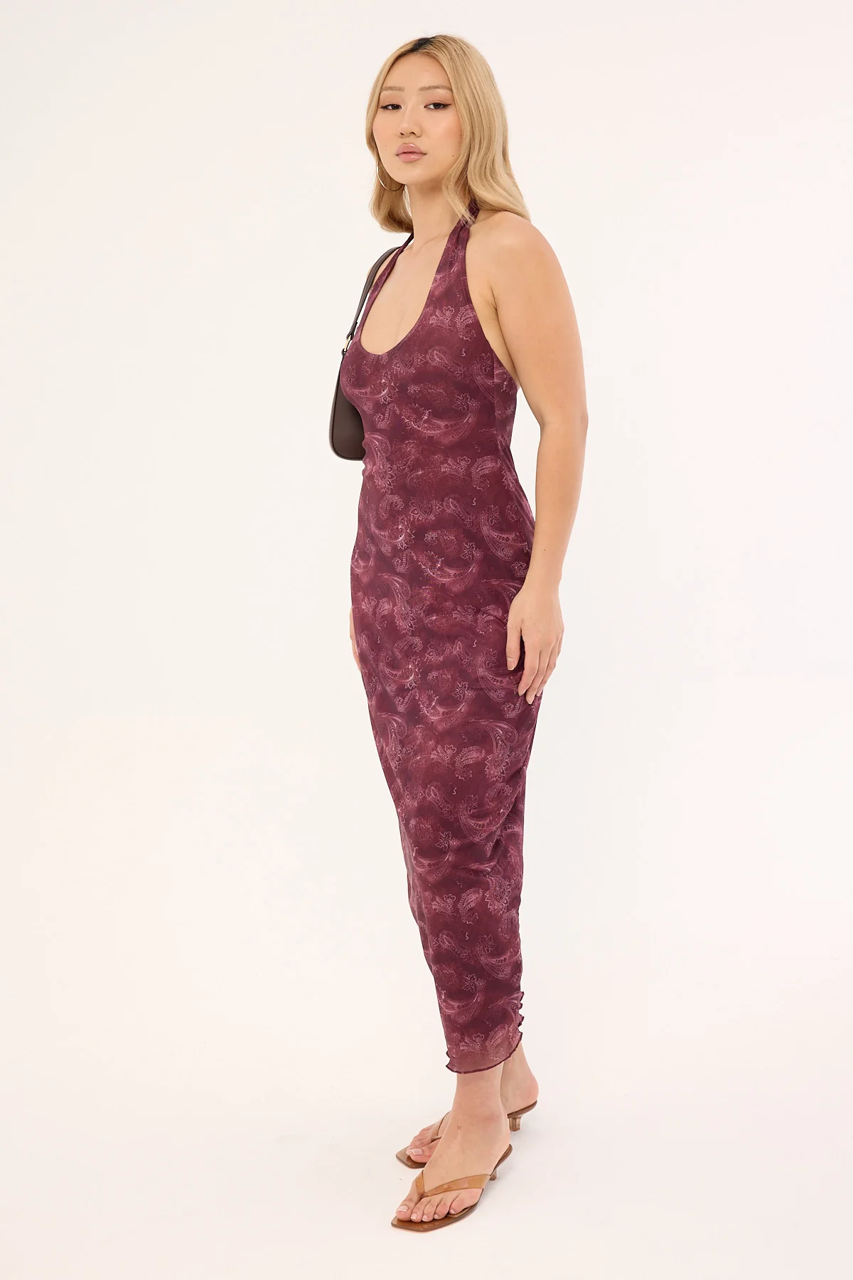 Motel Datari Dress Tonal Paisley Plum - Image 4