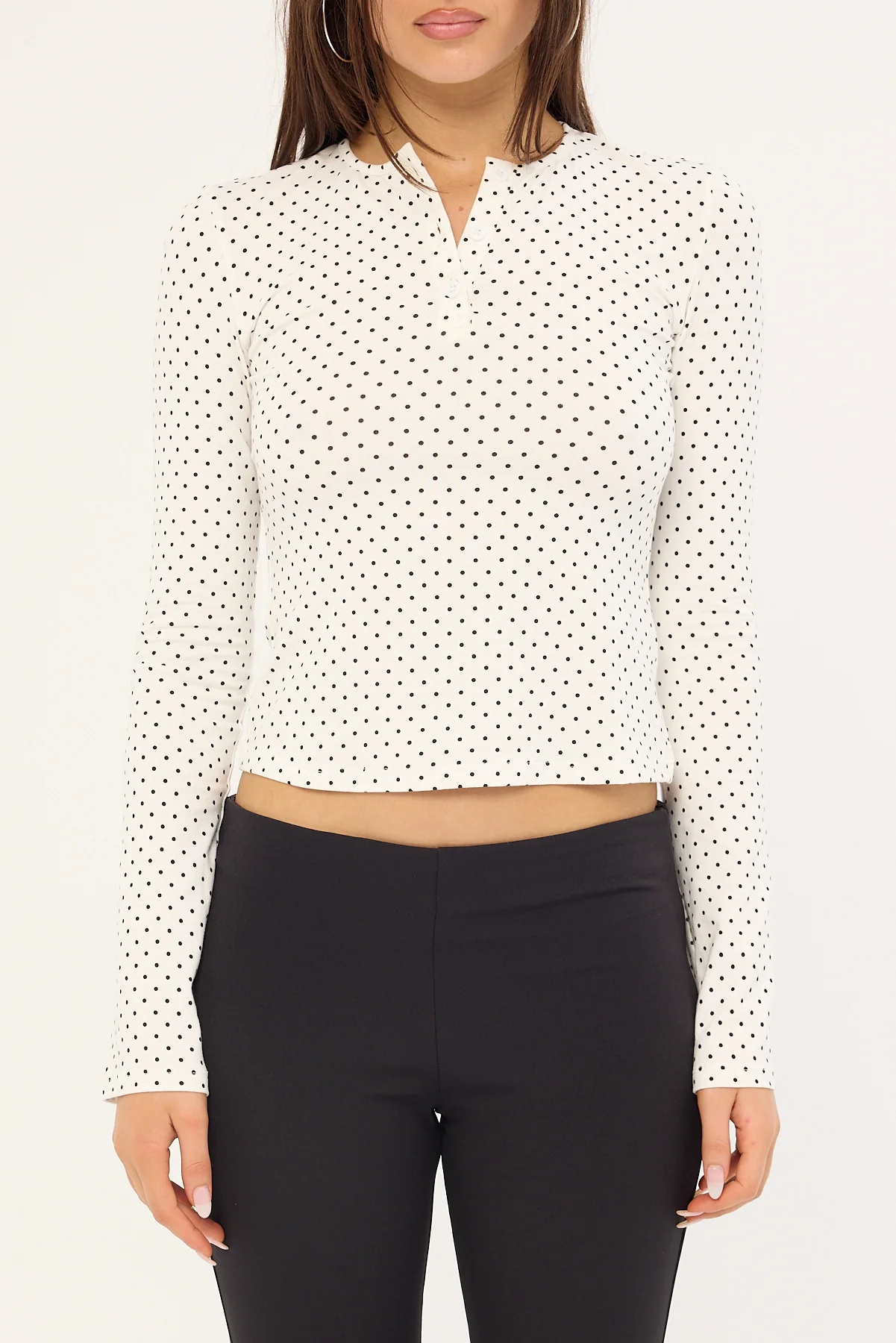 Motel Delano Top White Micro Polka Black - Image 6