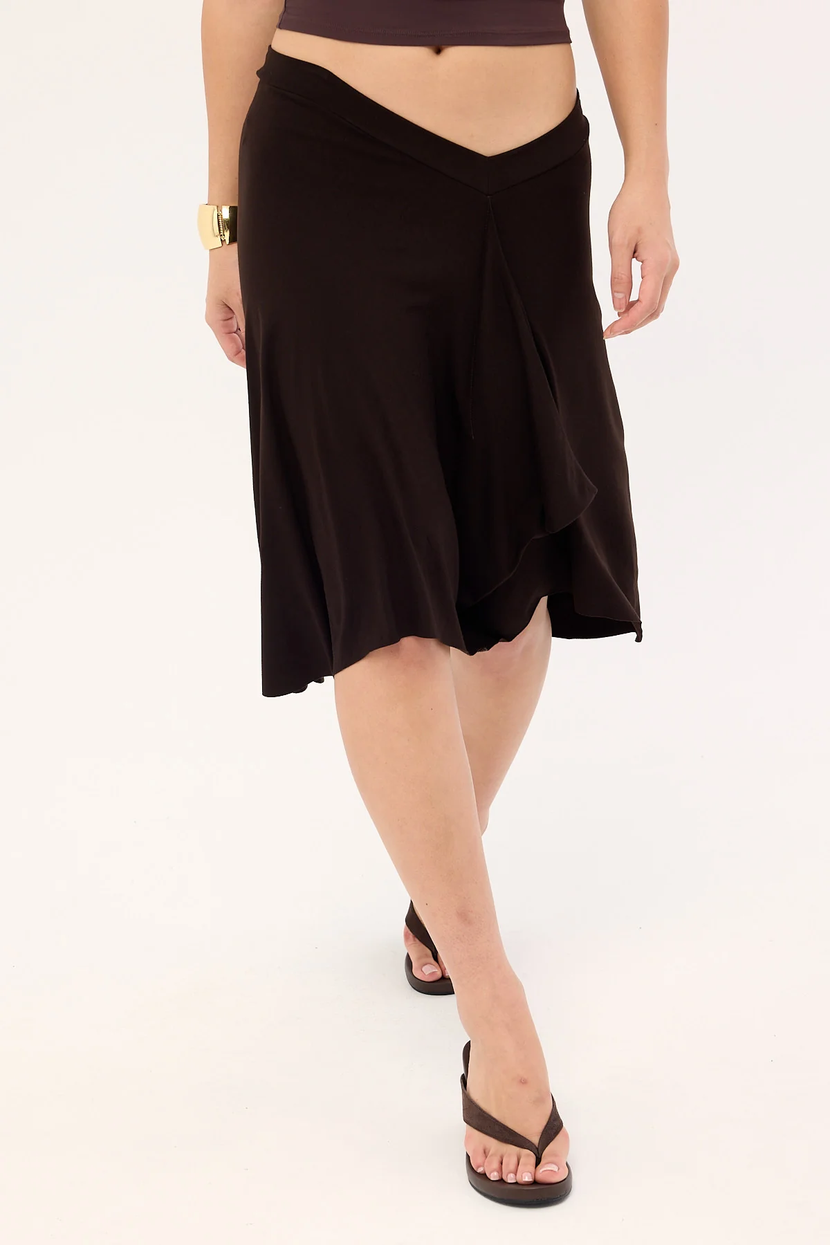 Motel Esmeray Midi Skirt Choc Brown - Image 3