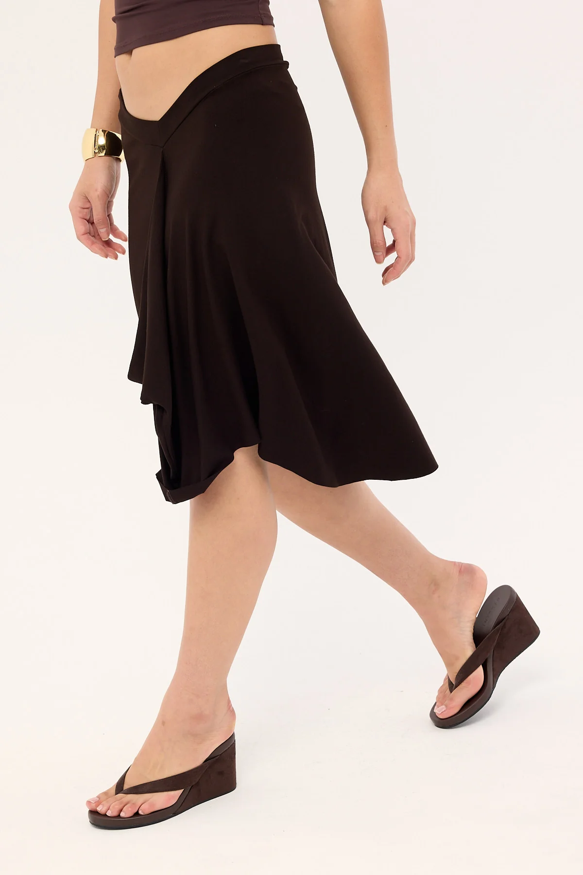 Motel Esmeray Midi Skirt Choc Brown - Image 4