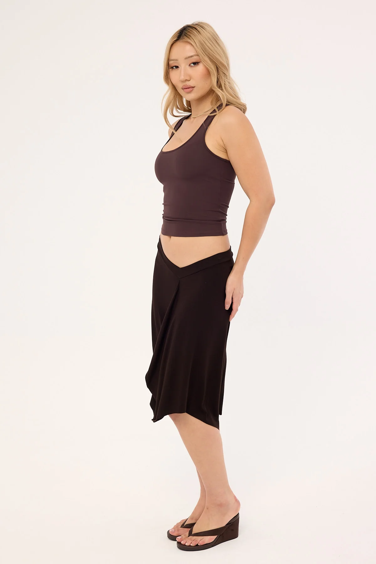 Motel Esmeray Midi Skirt Choc Brown - Image 5