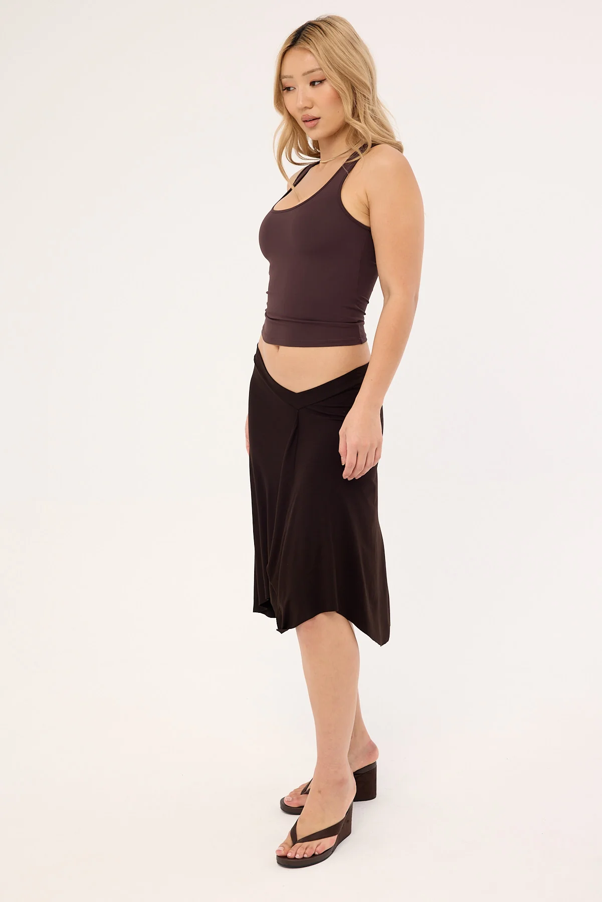 Motel Esmeray Midi Skirt Choc Brown - Image 6