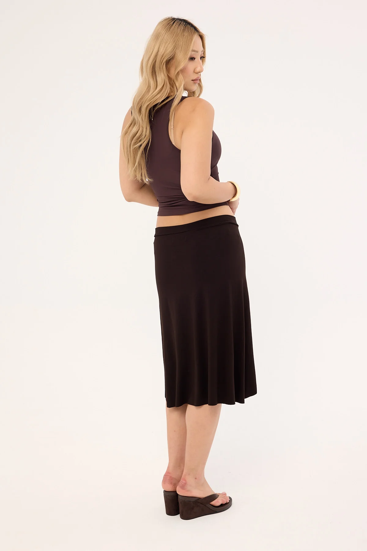Motel Esmeray Midi Skirt Choc Brown - Image 7