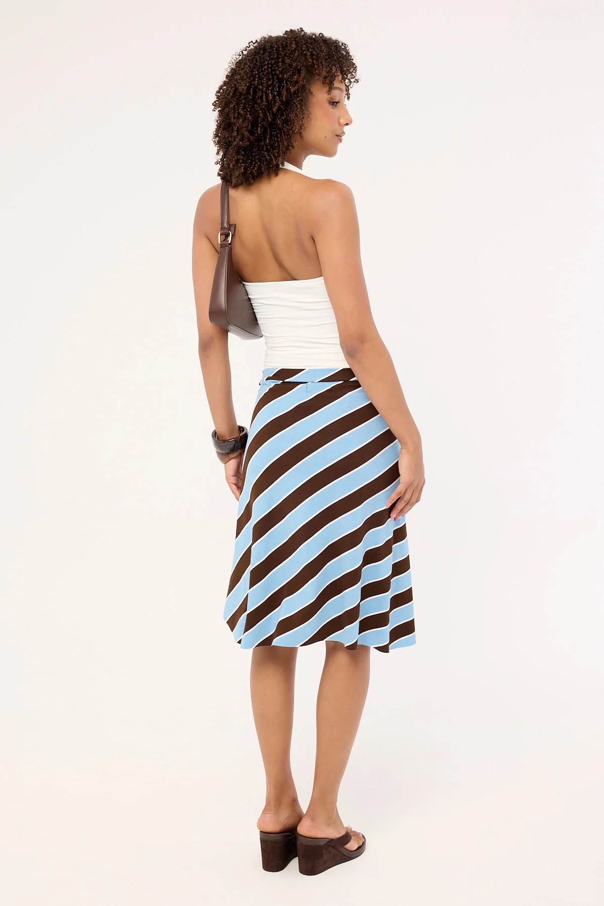 Motel Esmeray Skirt Retro Stripe Blue - Image 6