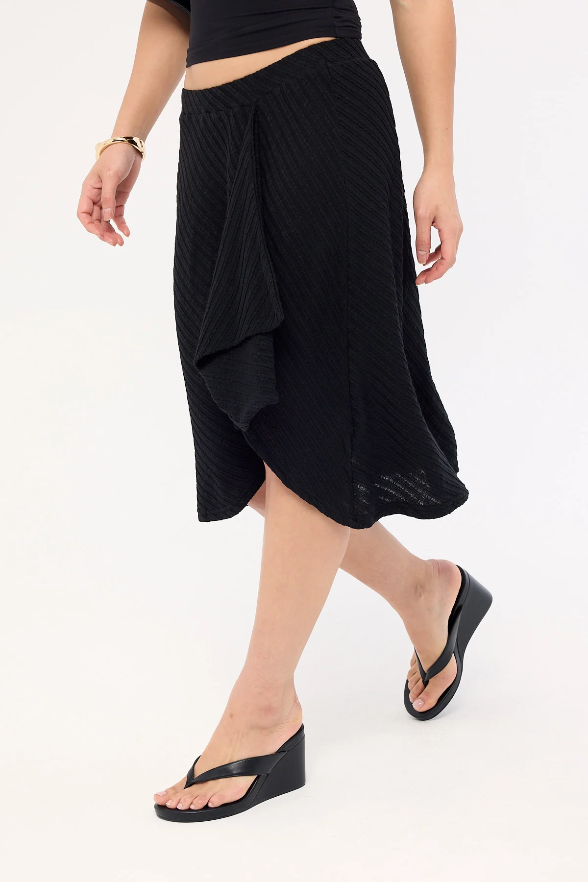 Motel Esmeray Skirt Sheer DGL Knit Black - Image 3
