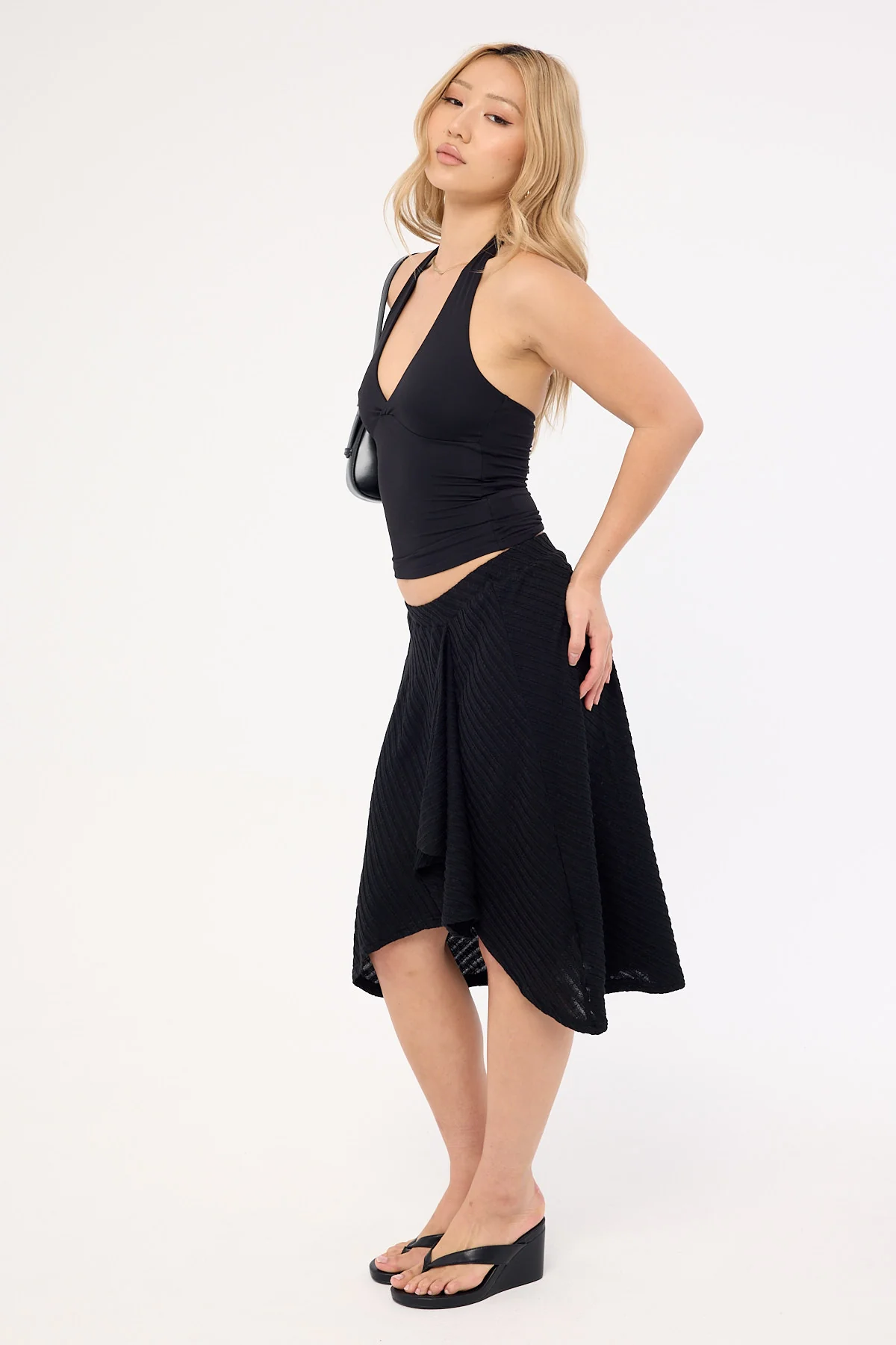 Motel Esmeray Skirt Sheer DGL Knit Black - Image 4