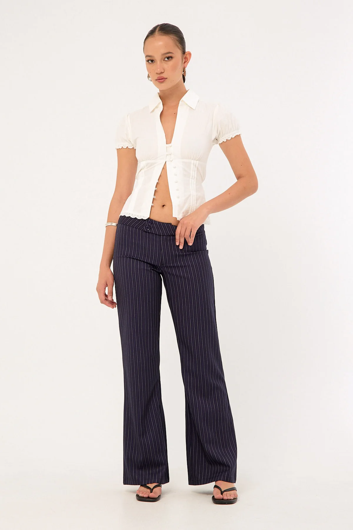 Motel Falita Trouser Tailoring Navy Pinstripe