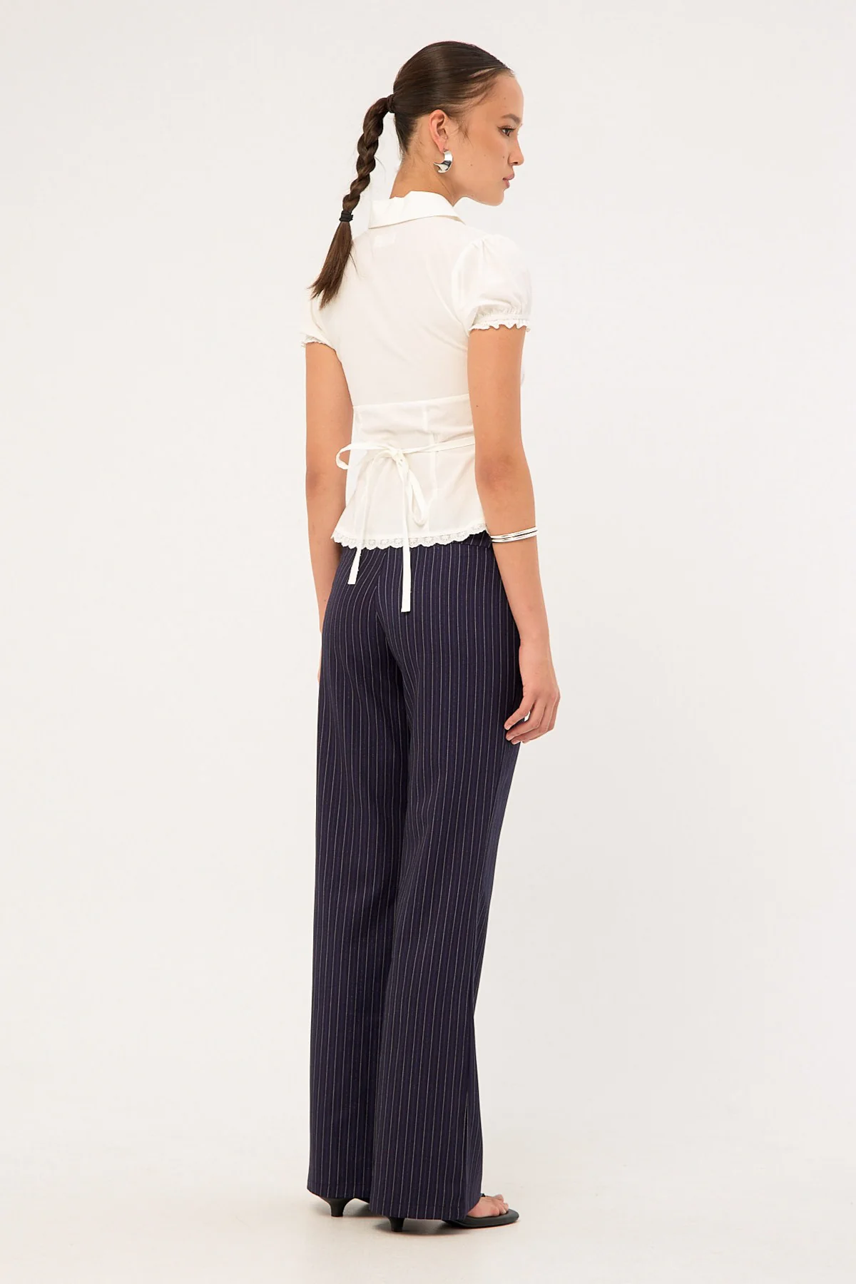 Motel Falita Trouser Tailoring Navy Pinstripe - Image 5
