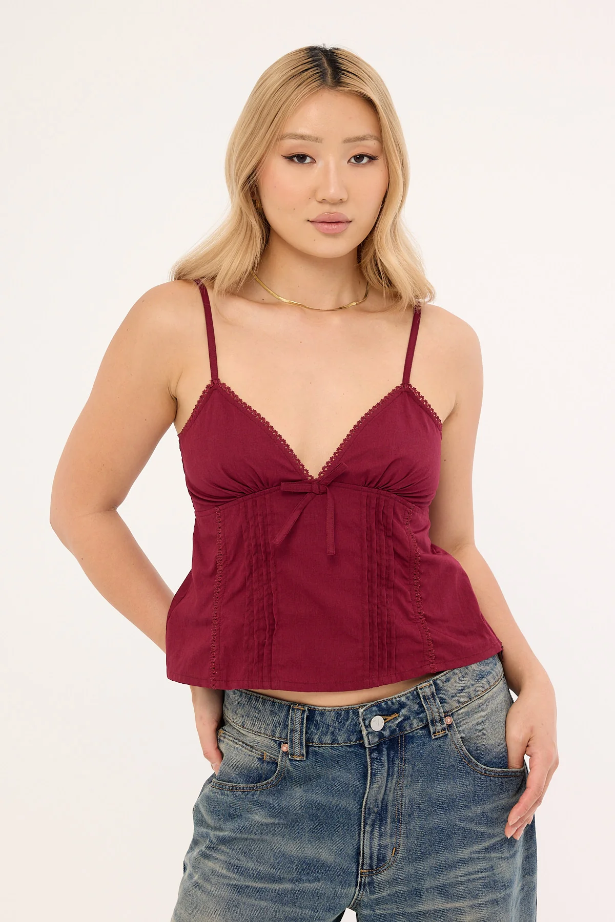 Motel Jepuni Cami Top Burgundy
