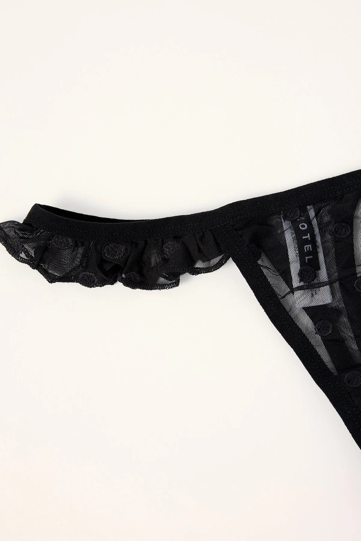 Motel Keyra Thong Black Mesh with Polka Embroidery - Image 2