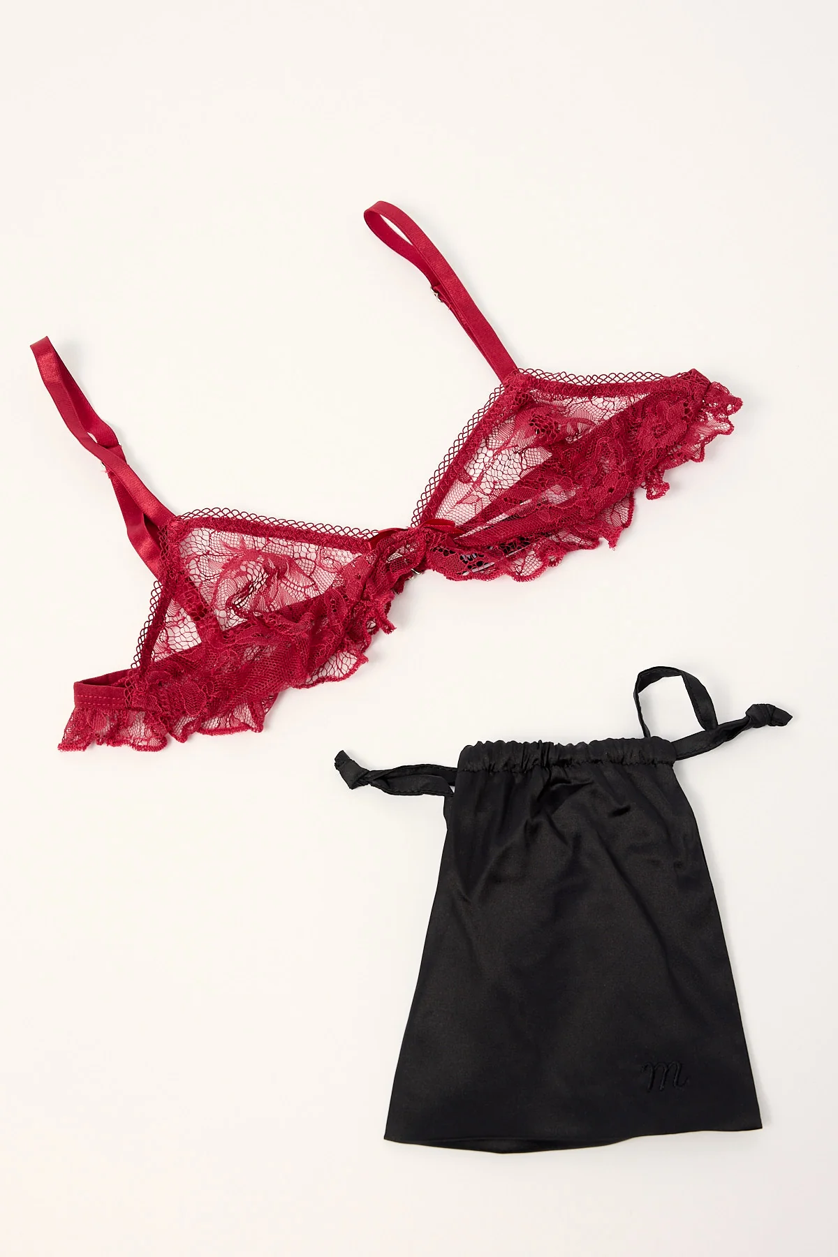 Motel Najya Lace Bra Burgundy - Image 3