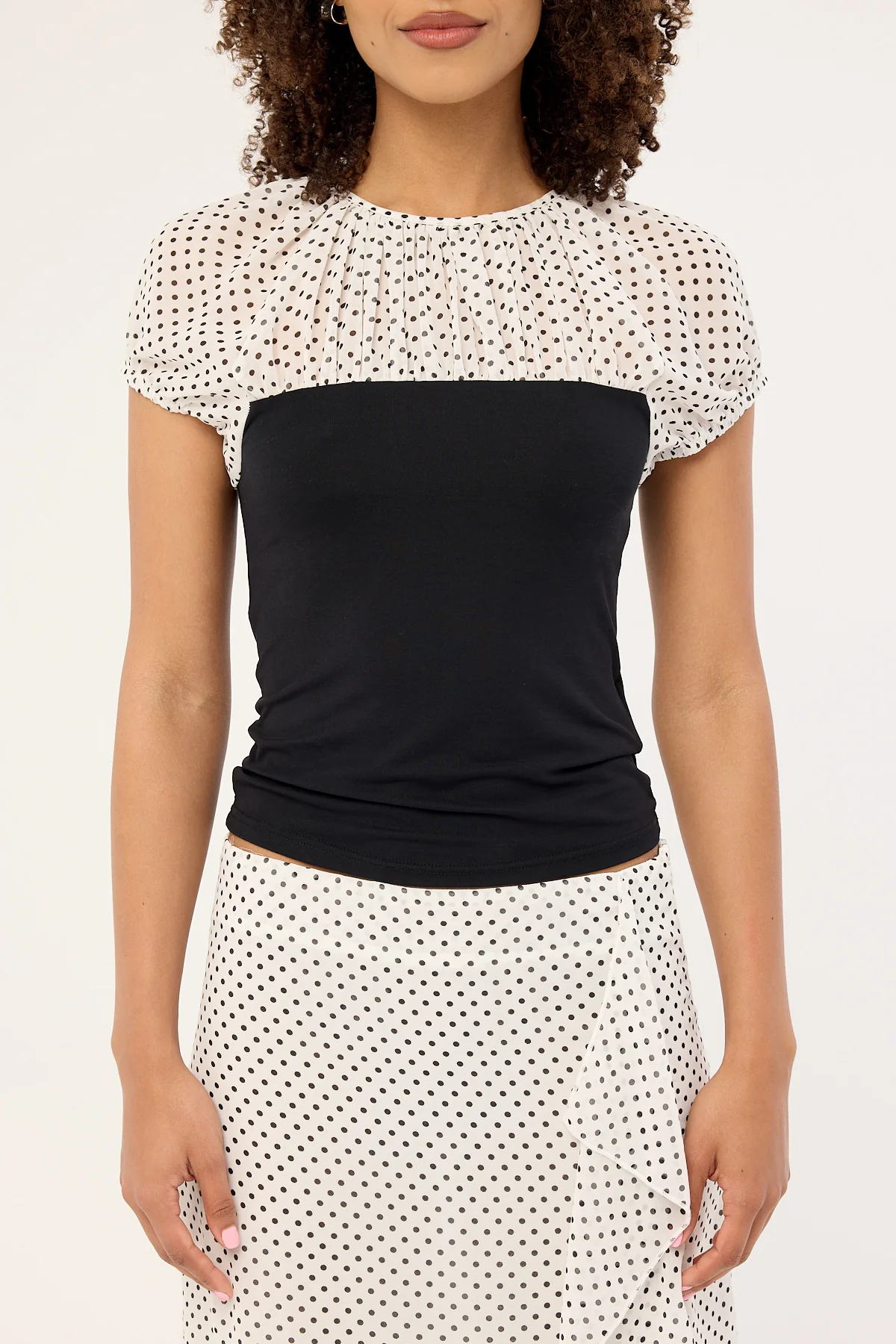 Motel Naria Top CFN White Basic Polka Black - Image 6